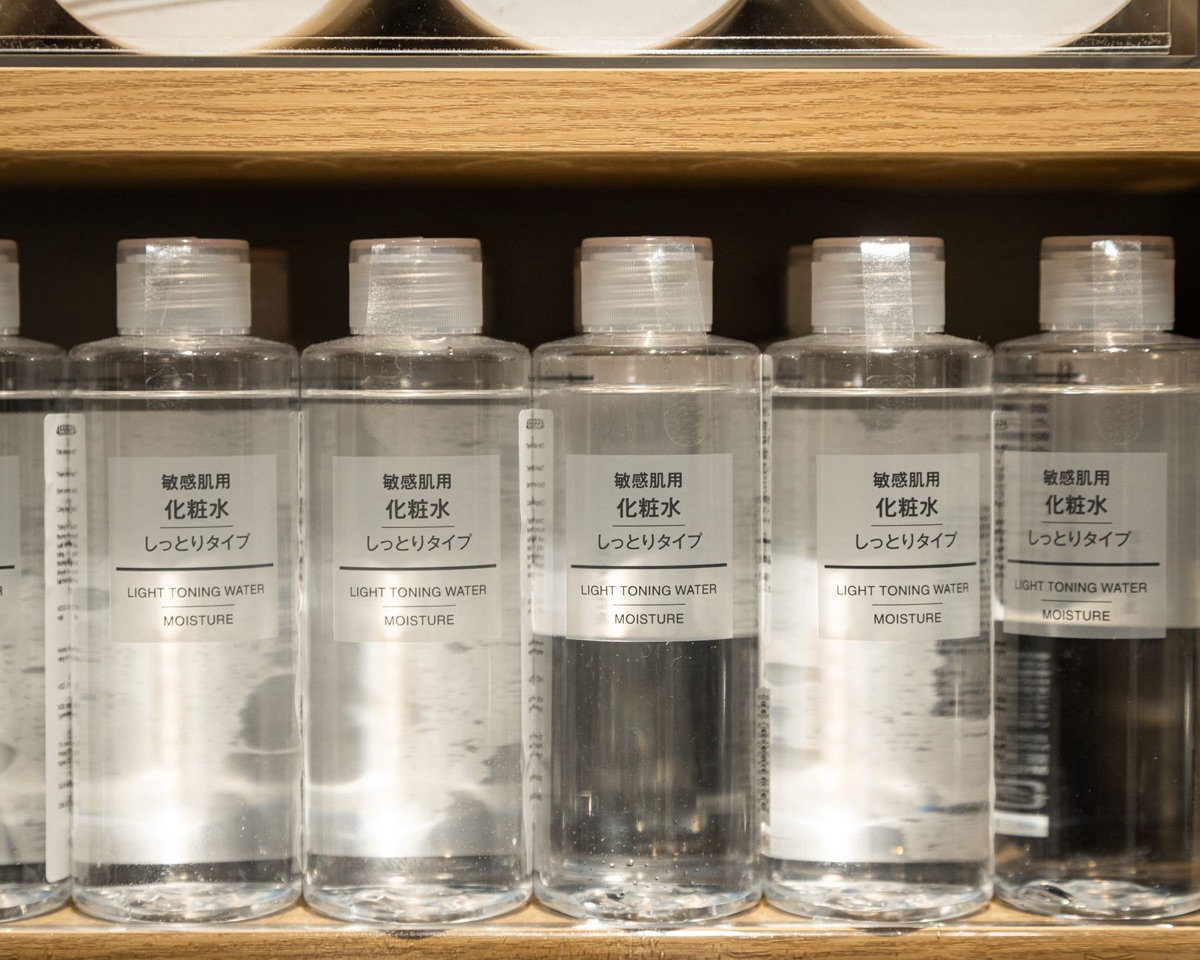 Skin care product arrangement on a counter